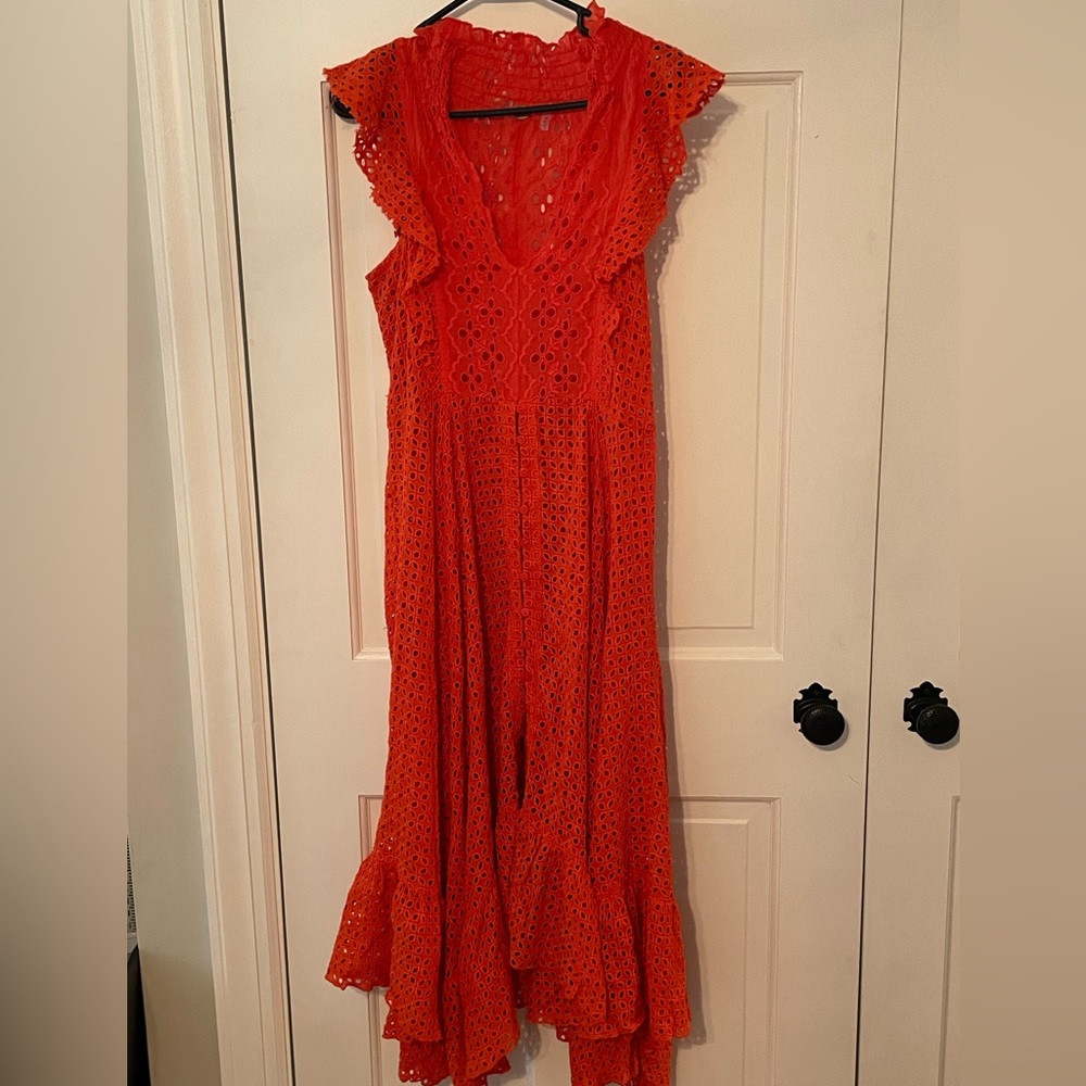 FP One Two Piece Crochet Dress in Orange/Coral